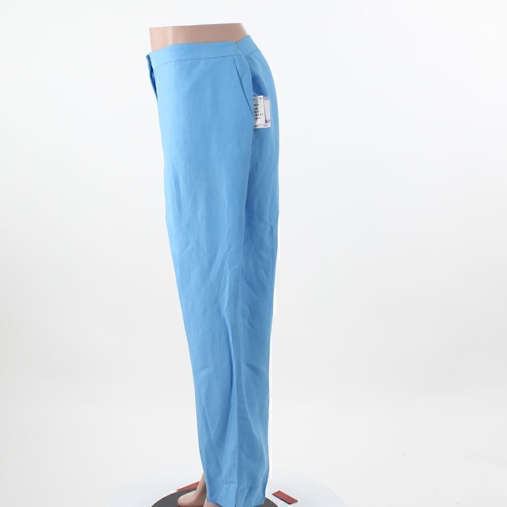 Kasper Mid-Rise Linen Blend Straight-Leg Pants - Picture 4 of 5